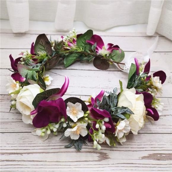 Maternity Woodland Photo Shoot Peony Flower Crown Hair Wreath Wedding Headband - Picture 3 of 3